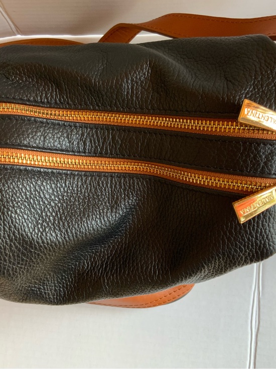 Valentina Brown and Black Leather 2N1 Backpack purse main image 4